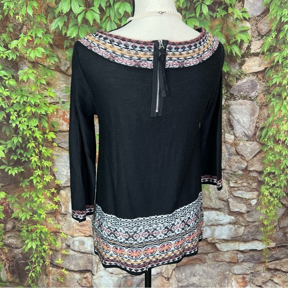 SLEEPING ON SNOW Black Wool Blend Fair Isle Sweater, S - Picture 6 of 10